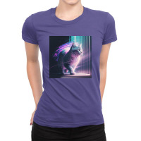 Cat In Window Vaporwave Motion Blur Ladies Fitted T-shirt | Artistshot