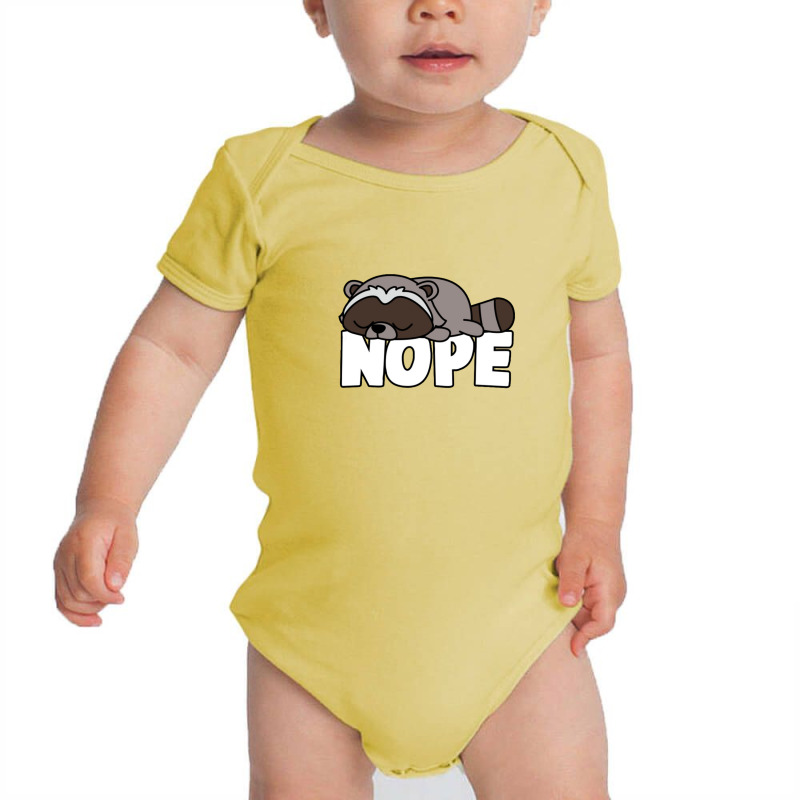 Napping Raccoon Tee Funny Nope Lazy Pets Baby Bodysuit | Artistshot