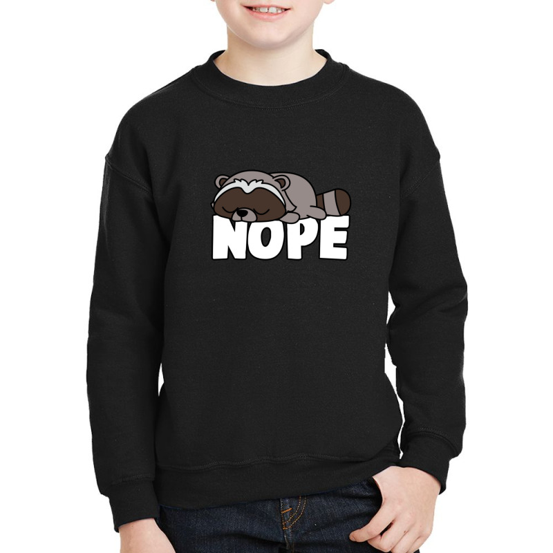 Napping Raccoon Tee Funny Nope Lazy Pets Youth Sweatshirt | Artistshot