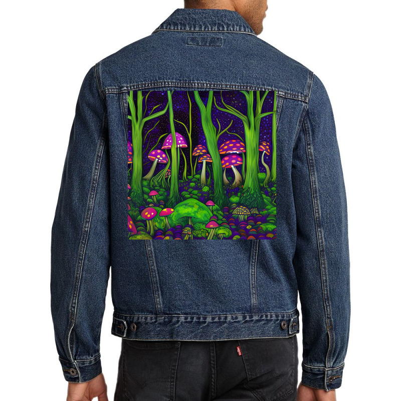 Magic Mushrooms In The Forest 20 Men Denim Jacket by fettekolatz | Artistshot