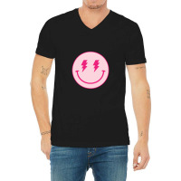 Lightning Bolt Happy Face Motivation V-neck Tee | Artistshot