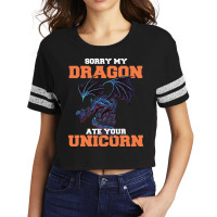 Sorry My Dragon Ate Your Unicorn Unicorn Dragon Sh Scorecard Crop Tee | Artistshot