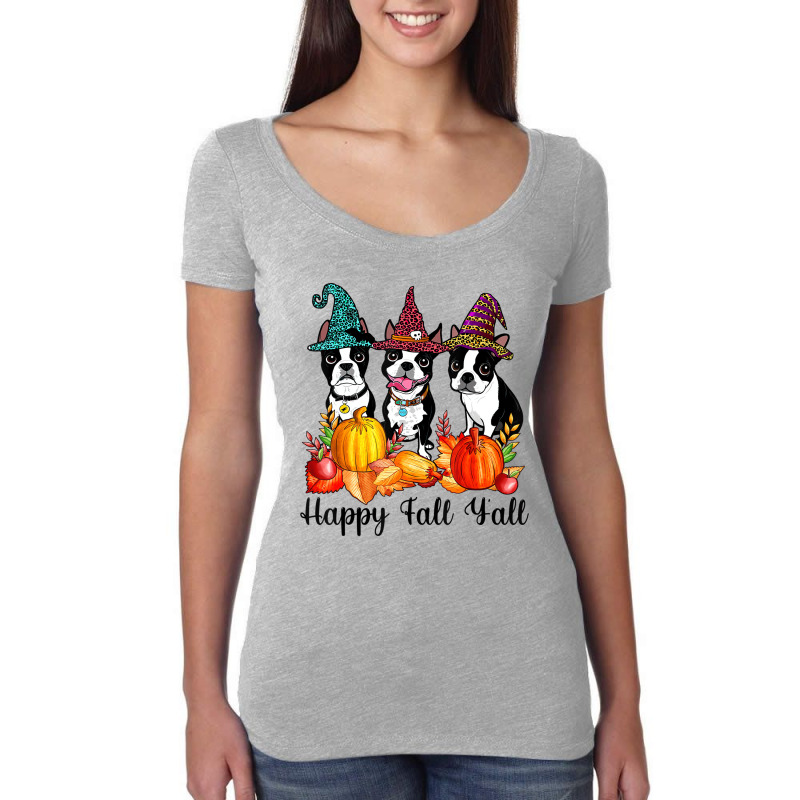 Boston Terrier Dog Lover Fall Ya'll Halloween Cost Women's Triblend Scoop T-shirt by aiiluurosy | Artistshot