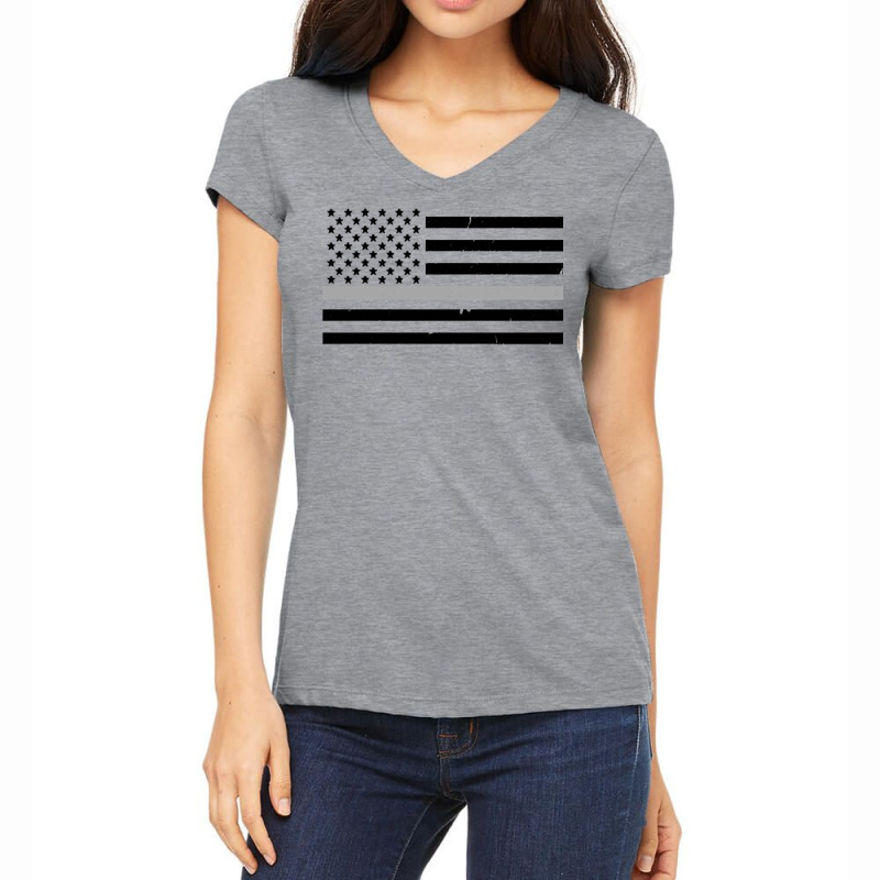 Thin Silver Line Flag Hoodie For Corrections Offic Women's V-neck T-shirt | Artistshot