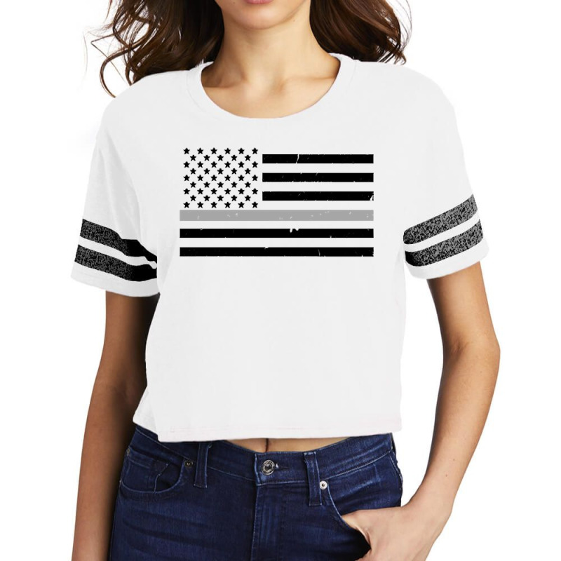 Thin Silver Line Flag Hoodie For Corrections Offic Scorecard Crop Tee | Artistshot