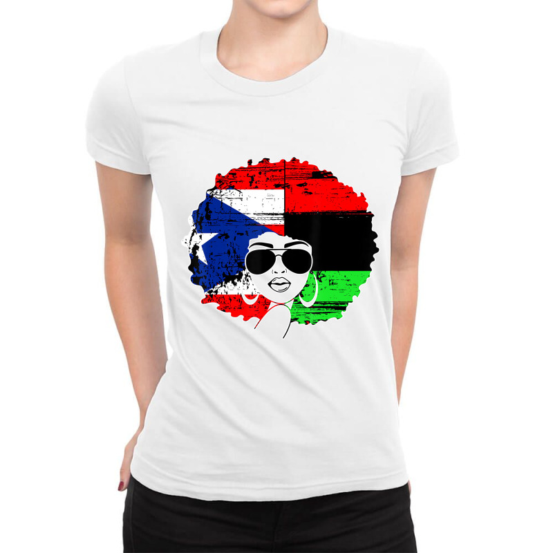 Puerto Rican Afro Latina, Boricua Puerto Rico Flag Ladies Fitted T-Shirt by ewubea | Artistshot