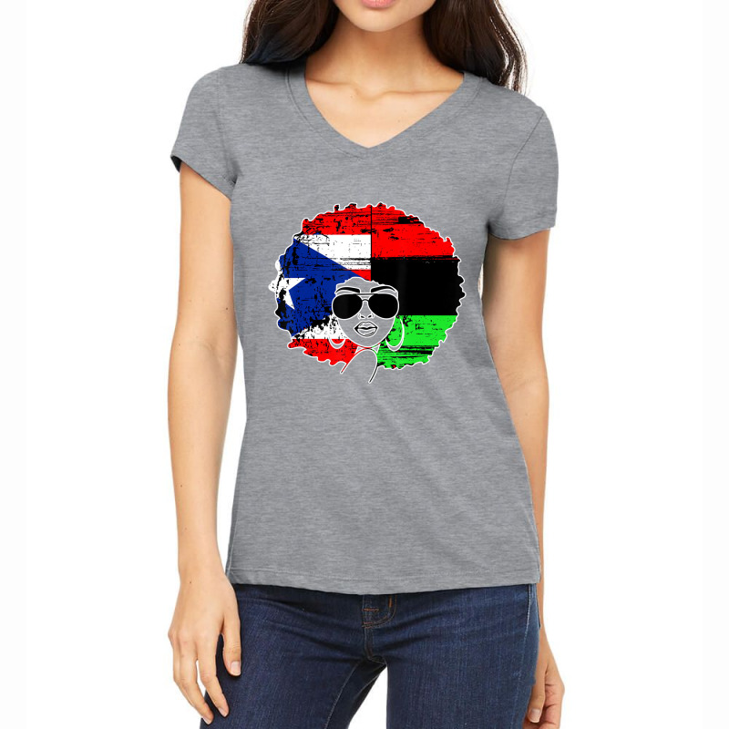 Puerto Rican Afro Latina, Boricua Puerto Rico Flag Women's V-Neck T-Shirt by ewubea | Artistshot