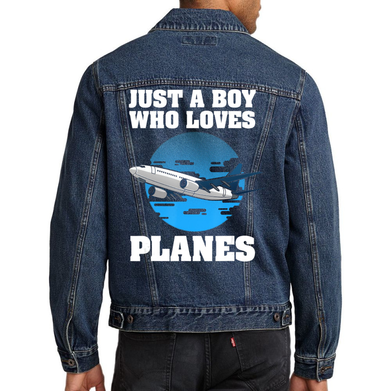 Funny Airplane Designs For Boys Men Plane Pilot Av Men Denim Jacket | Artistshot