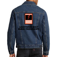 Lightning Bolt Ruins Friendships 19 Men Denim Jacket | Artistshot