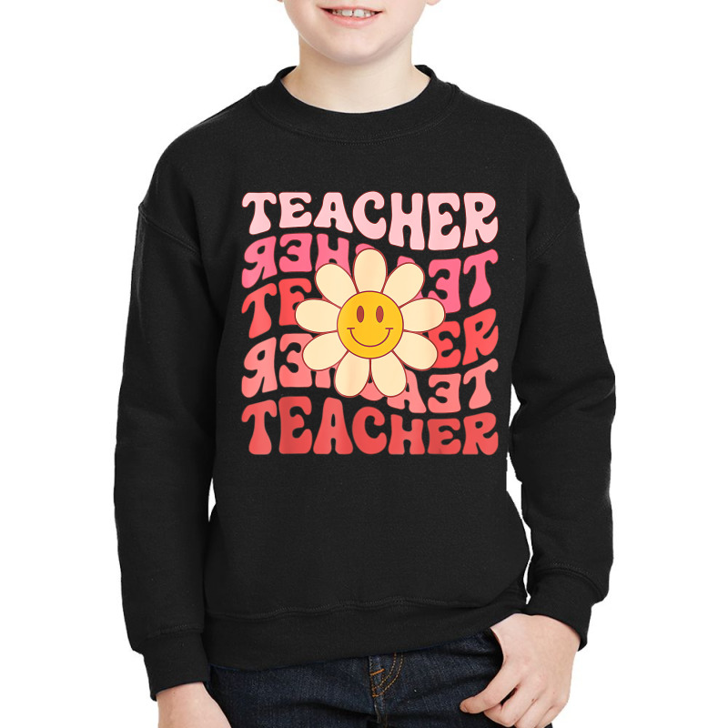 Funny Teacher Daisy Flowers Retro Groovy 70s Valen Youth Sweatshirt | Artistshot