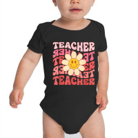 Funny Teacher Daisy Flowers Retro Groovy 70s Valen Baby Bodysuit | Artistshot