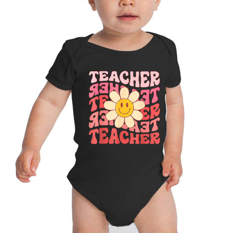 Funny Teacher Daisy Flowers Retro Groovy 70s Valen Baby Bodysuit | Artistshot