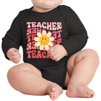 Funny Teacher Daisy Flowers Retro Groovy 70s Valen Long Sleeve Baby Bodysuit | Artistshot