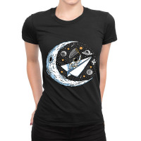 Astronaut On Paper Bird Catching Stars Party Outfi Ladies Fitted T-shirt | Artistshot