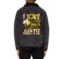 I Love Being A Auntie Sunflower Bee, Mother's Day Unisex Sherpa-lined Denim Jacket | Artistshot