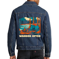 Wander Often Camping Traveling Hiking Wildlife T S Men Denim Jacket | Artistshot