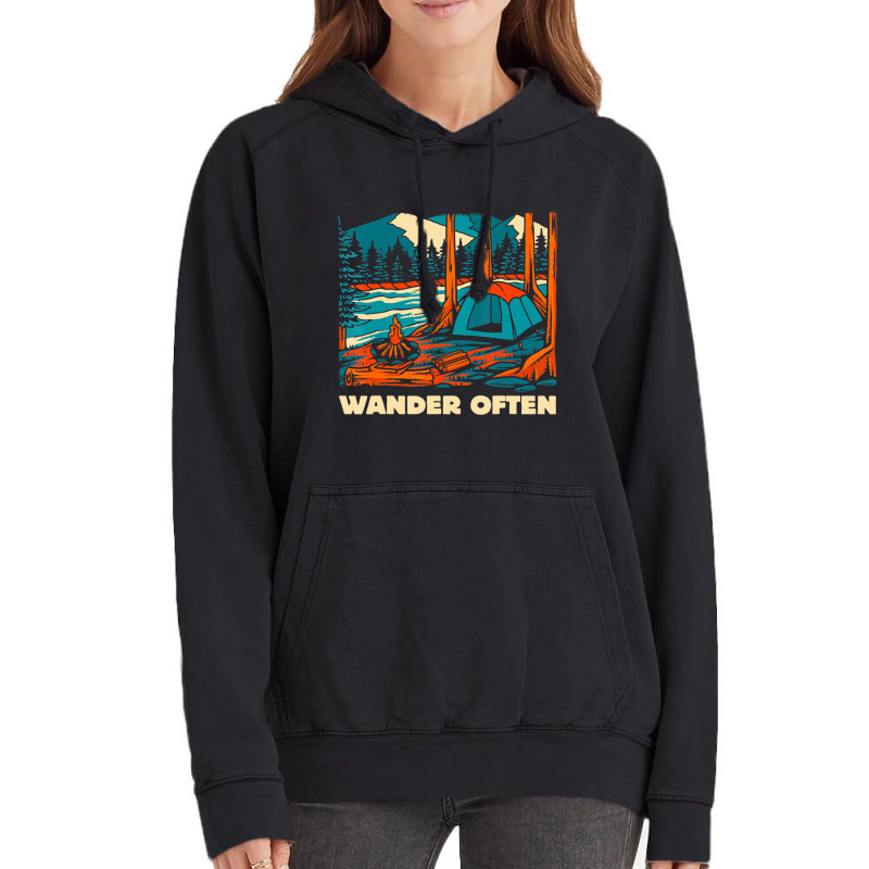 Wander Often Camping Traveling Hiking Wildlife T S Vintage Hoodie | Artistshot