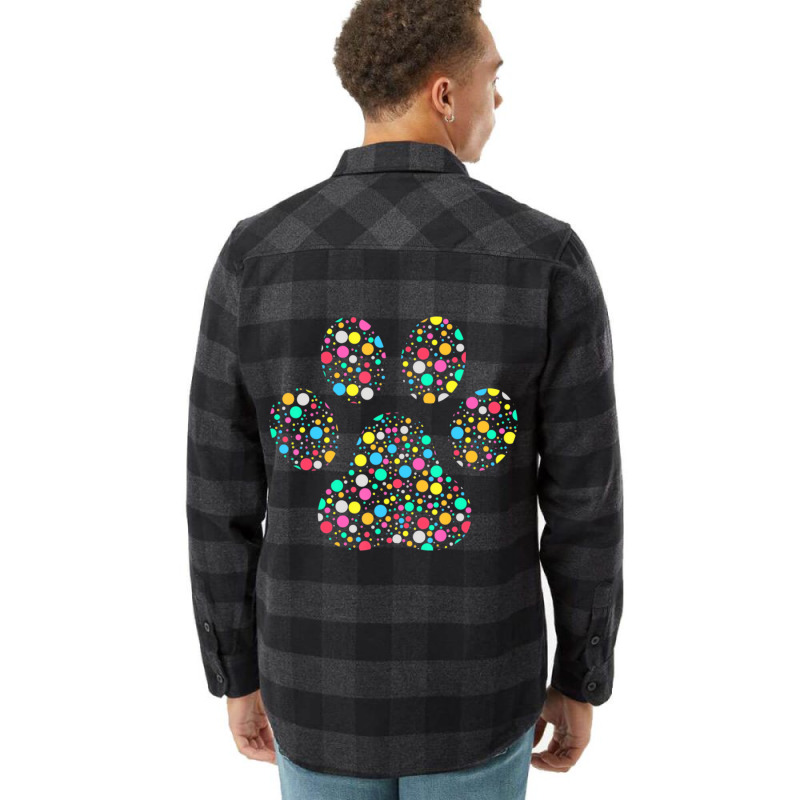 Colourful Polka Dot Dog Paw International Dot Day Flannel Shirt by chomibe | Artistshot