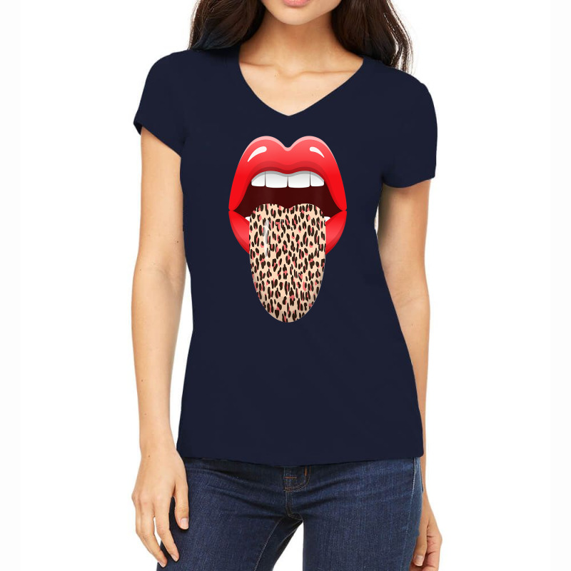 Eyelashes Lips And Tongue Women Kiss Clothes Lip B Women's V-Neck T-Shirt by lavinia | Artistshot