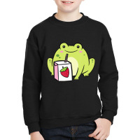 Funny Frog Lover Frog With Strawberry Milk T Shirt Youth Sweatshirt | Artistshot