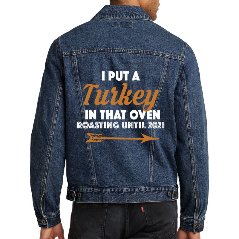 Funny Mens Thanksgiving Pregnancy Announcement For Men Denim Jacket | Artistshot