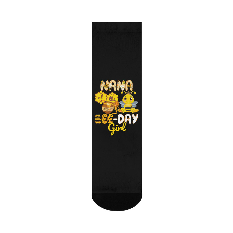 Nana Of The Bee Day Girl Funny Bee Birthday Party Crew Socks | Artistshot