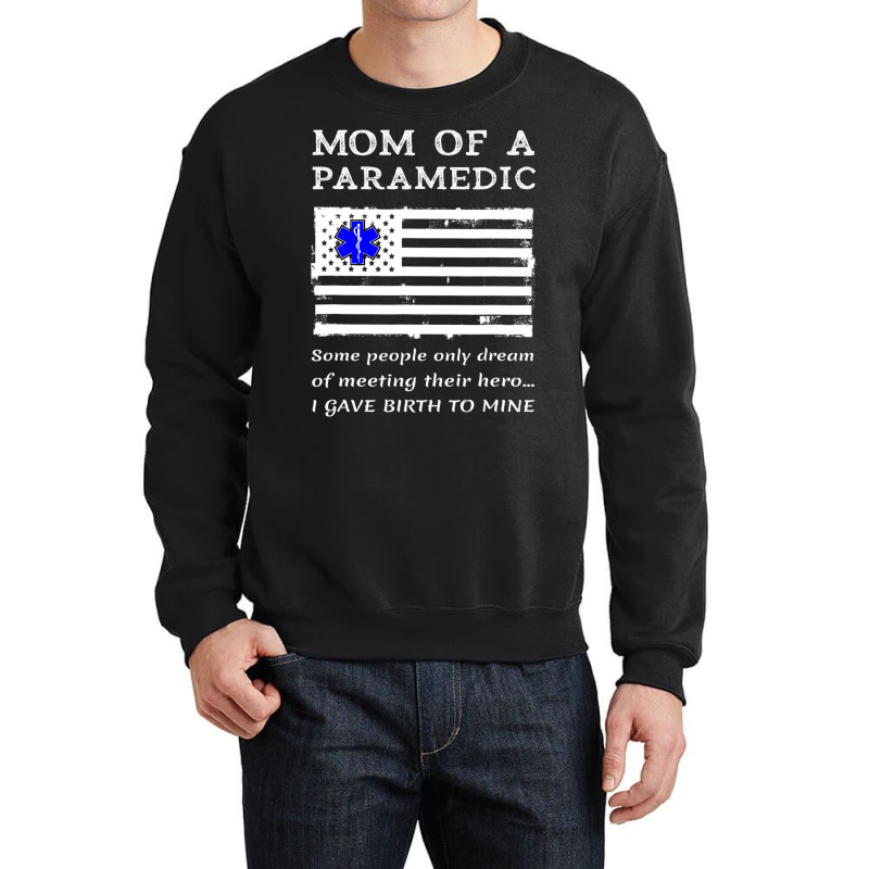 Proud Paramedic Mom Mother Usa American Flag Medic Crewneck Sweatshirt | Artistshot