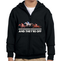 Horse Racing Tees   And They're Off Horse Racing T Youth Zipper Hoodie | Artistshot