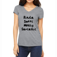 Kinda Sweet Mostly Sarcastic Light Background Women's V-neck T-shirt | Artistshot