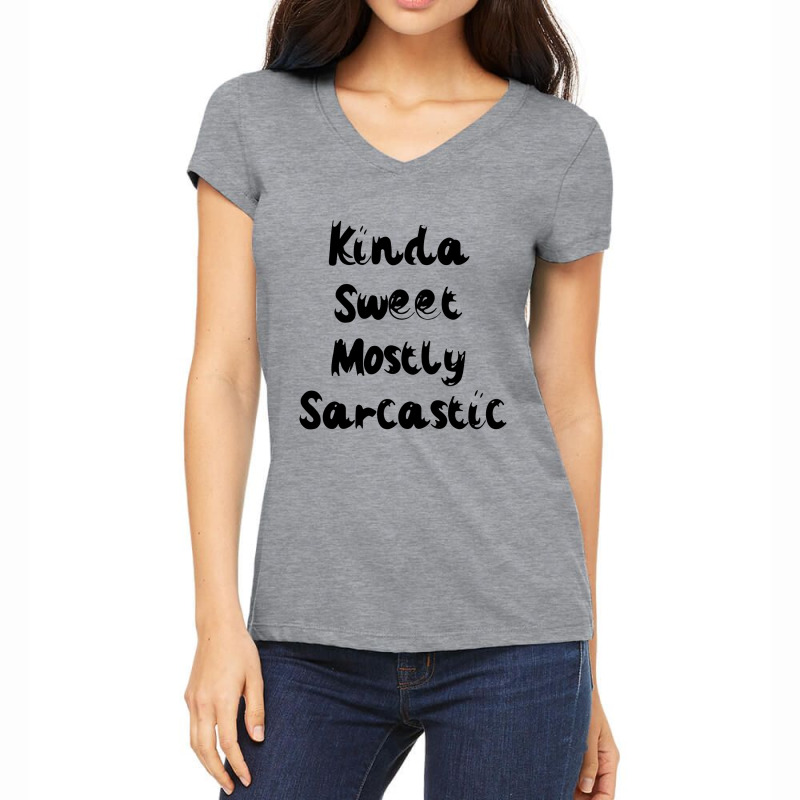 Kinda Sweet Mostly Sarcastic Light Background Women's V-neck T-shirt | Artistshot