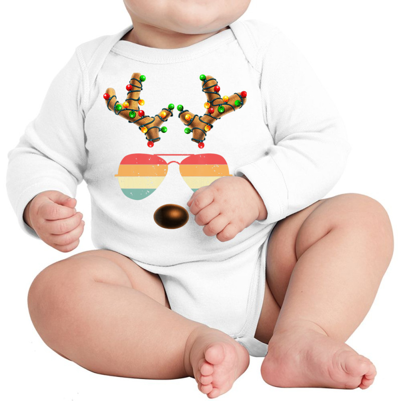 Vintage Face Reindeer Christmas Retro Gift Men Wom Long Sleeve Baby Bodysuit by hausch | Artistshot