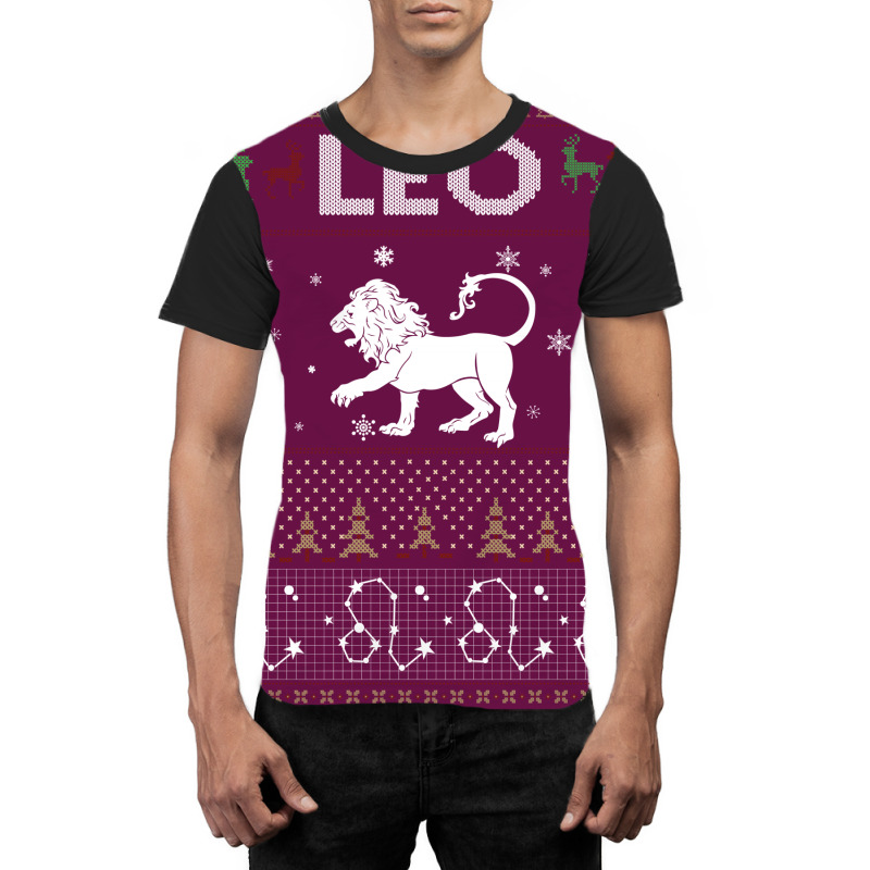 Leo Christmas Ugly Sweater Graphic T-shirt | Artistshot