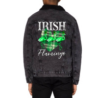 Irish Flamingo For Dark Unisex Sherpa-lined Denim Jacket | Artistshot