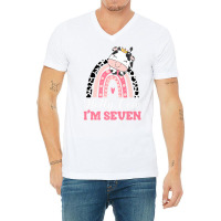 Holy Cow Im Seven Birthday Girl Outfit 7th Bday Fo V-neck Tee | Artistshot