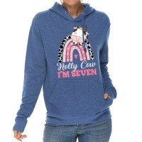 Holy Cow Im Seven Birthday Girl Outfit 7th Bday Fo Lightweight Hoodie | Artistshot