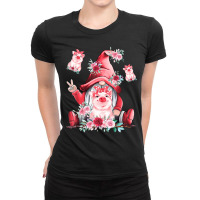 Cute Women Flower Pig Lover Gnome Pink Pig Lover F Ladies Fitted T-shirt | Artistshot