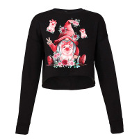 Cute Women Flower Pig Lover Gnome Pink Pig Lover F Cropped Sweater | Artistshot