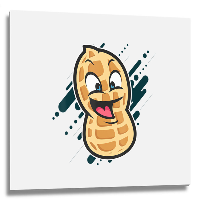 Funny Peanut Cartoon Peanut And Peanut Butter Love Metal Print Square ...