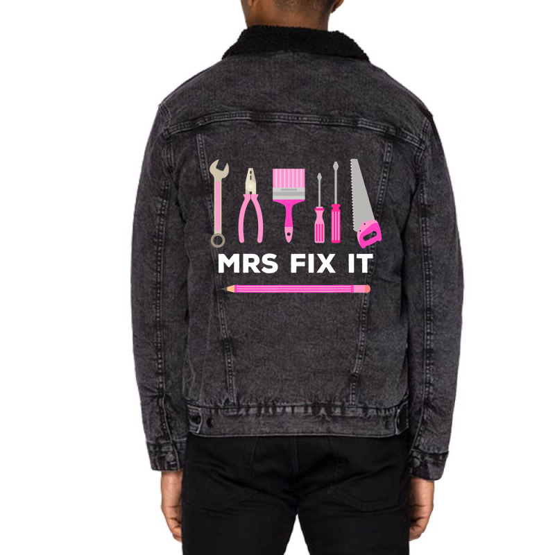 Mrs Fix It Handy Women T Shirt Unisex Sherpa-Lined Denim Jacket by bettincam | Artistshot