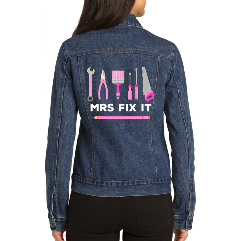 Mrs Fix It Handy Women T Shirt Ladies Denim Jacket by bettincam | Artistshot