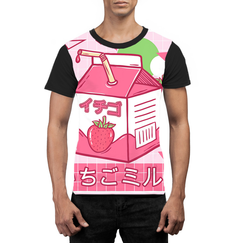 Funny Retro Japanese Kawaii Strawberry Milkshake 9 Graphic T-shirt by voutsro | Artistshot