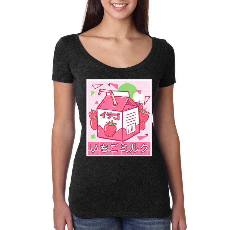 Funny Retro Japanese Kawaii Strawberry Milkshake 9 Women's Triblend Scoop T-shirt by voutsro | Artistshot