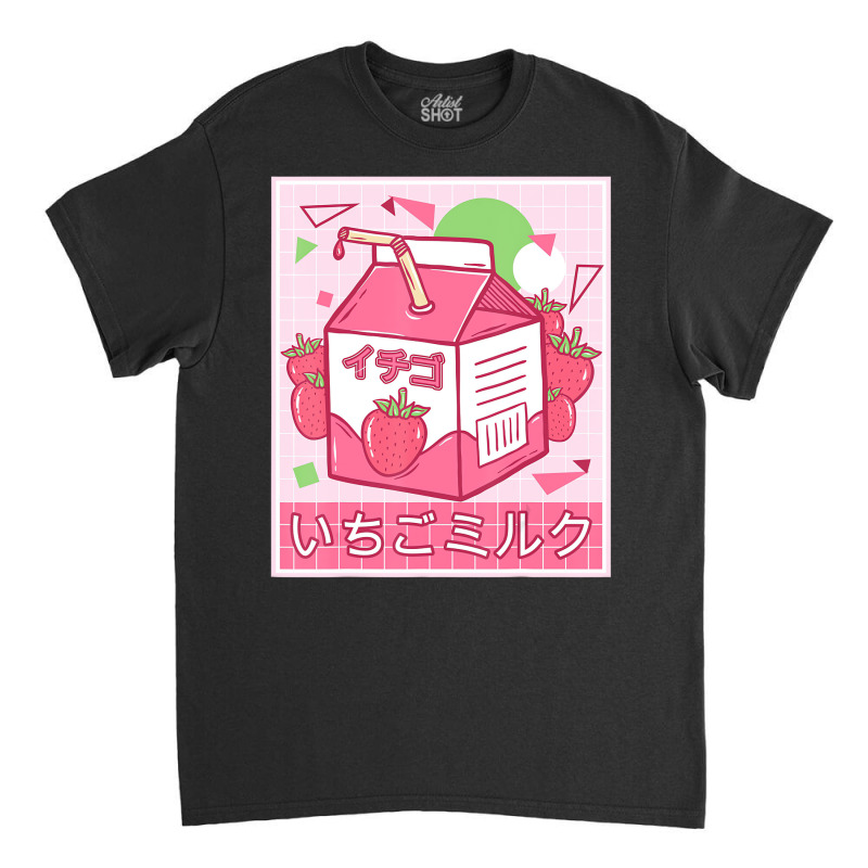 Funny Retro Japanese Kawaii Strawberry Milkshake 9 Classic T-shirt by voutsro | Artistshot