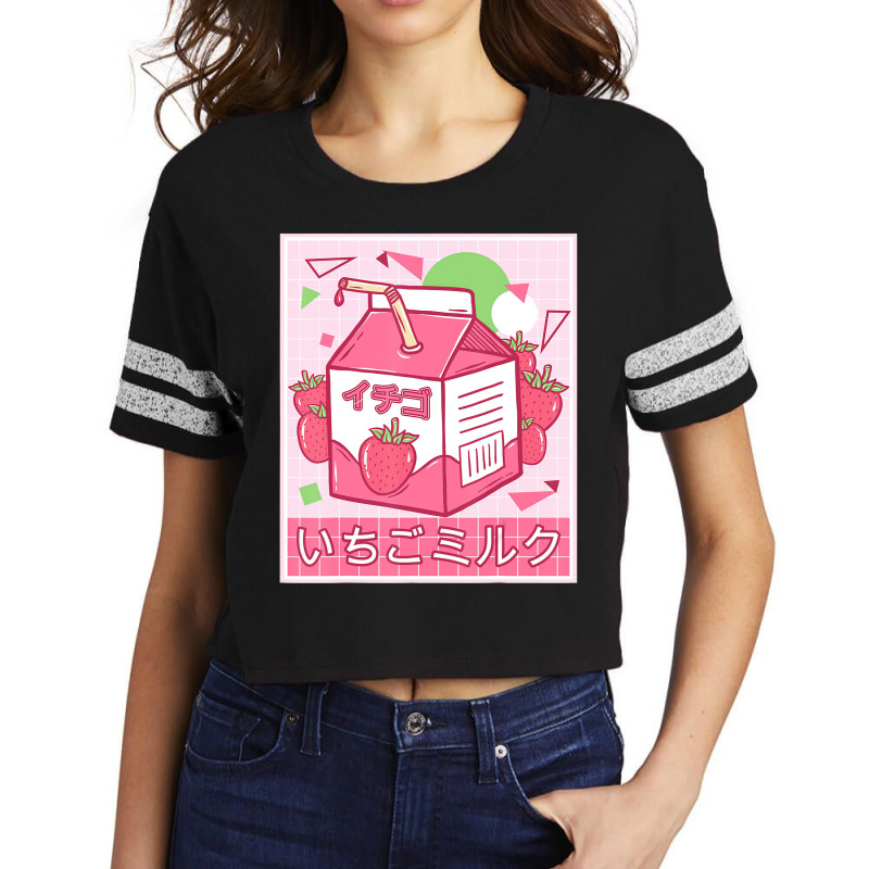 Funny Retro Japanese Kawaii Strawberry Milkshake 9 Scorecard Crop Tee by voutsro | Artistshot