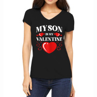 Womens My Son Is My Valentine Valentines Day Heart Women's V-neck T-shirt | Artistshot