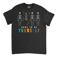 Skeleton Dabbing Dare To Be Yourself, Funny Autism Classic T-shirt | Artistshot