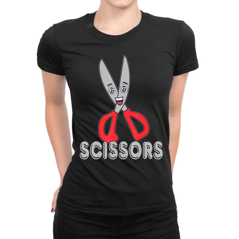 Funny Rock Paper Scissors Shirt Halloween Group Co Ladies Fitted T-Shirt by bonne | Artistshot