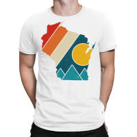 Wisconsin Vintage State Map Mountains Hiking Pride T-shirt | Artistshot