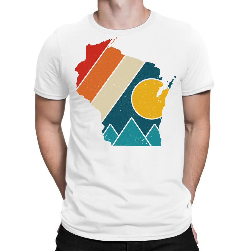 Wisconsin Vintage State Map Mountains Hiking Pride T-shirt | Artistshot