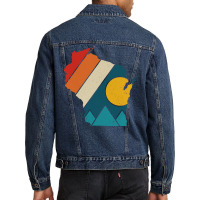 Wisconsin Vintage State Map Mountains Hiking Pride Men Denim Jacket | Artistshot